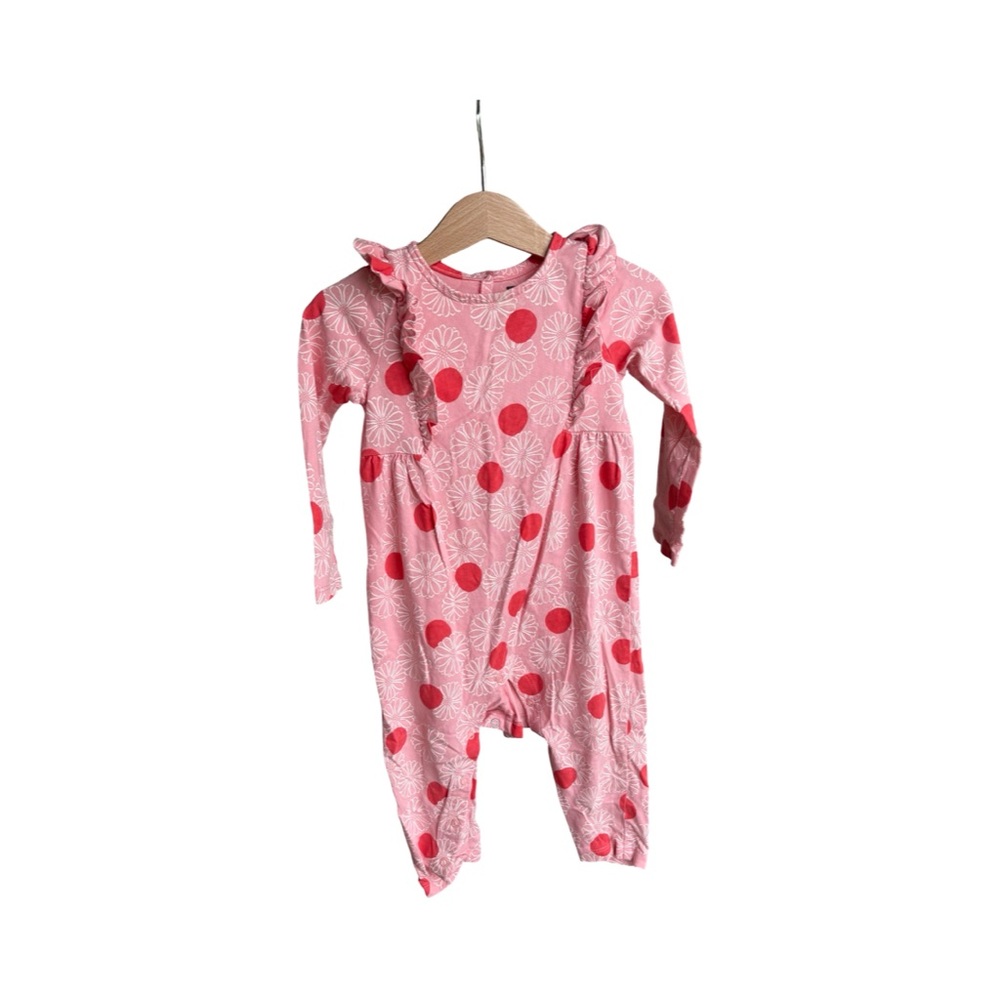 Tea Collection Pink and Red Polka Dot Baby Romper